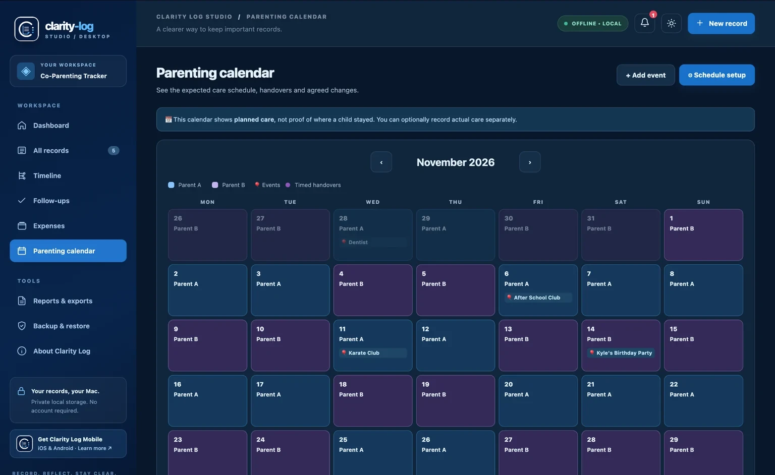 See parenting plans at a glance
